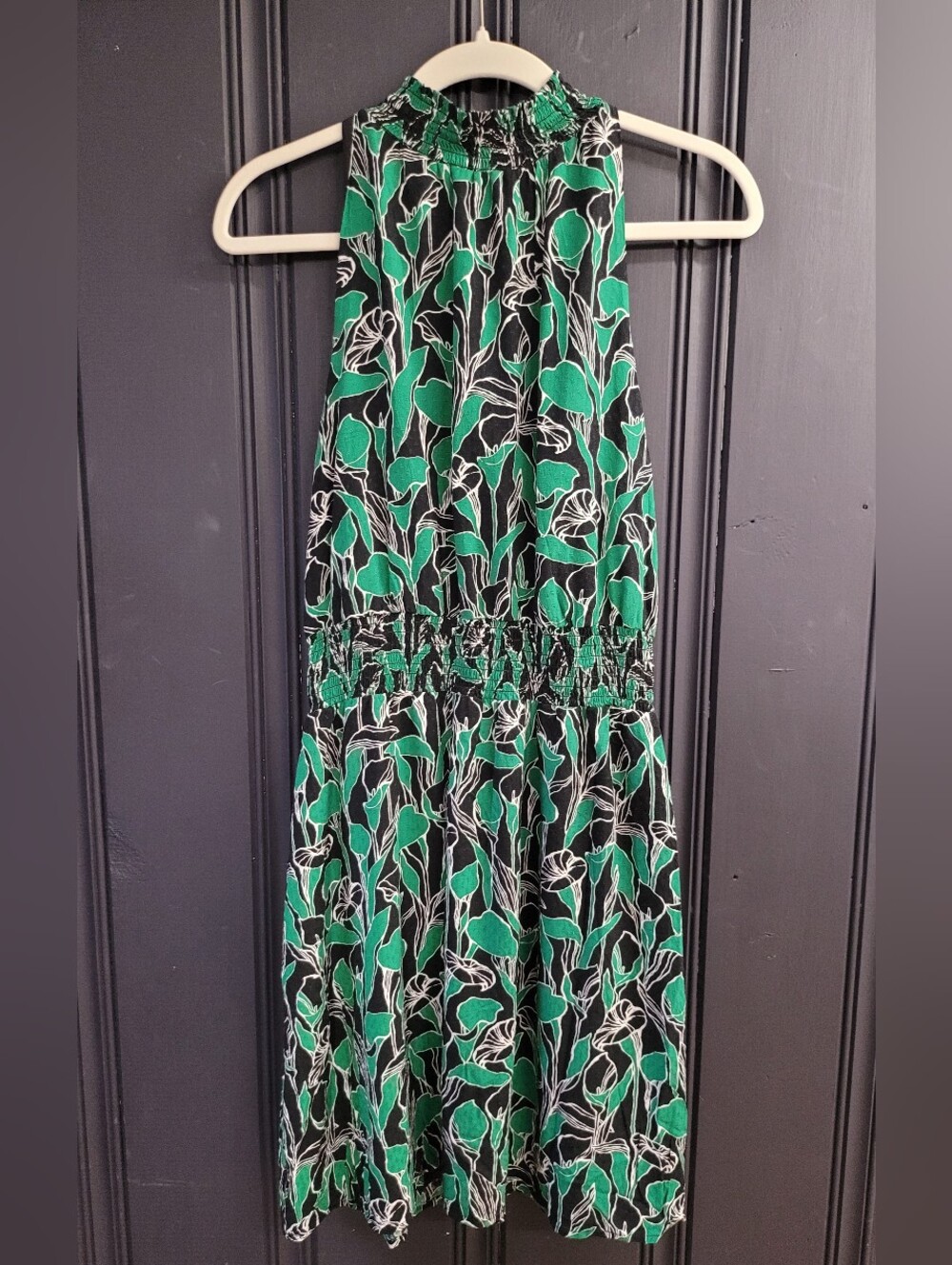 Halter Mockneck Dress with floral pattern
